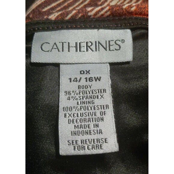 Catherine's Size 14-16 Jersey Knit Stretch 3/4 Sleeve Scroll Print Dress - Picture 8 of 9